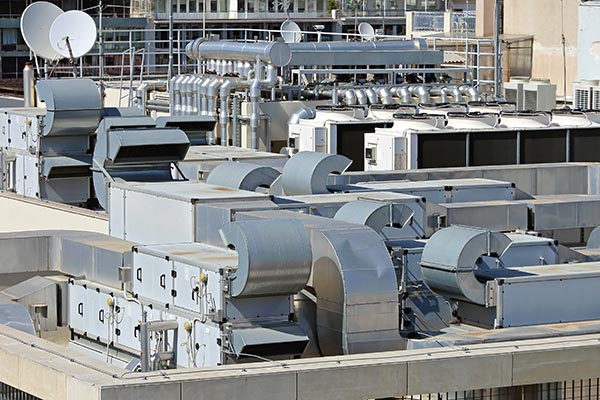Industrial air filtration ductwork in a commercial facility
